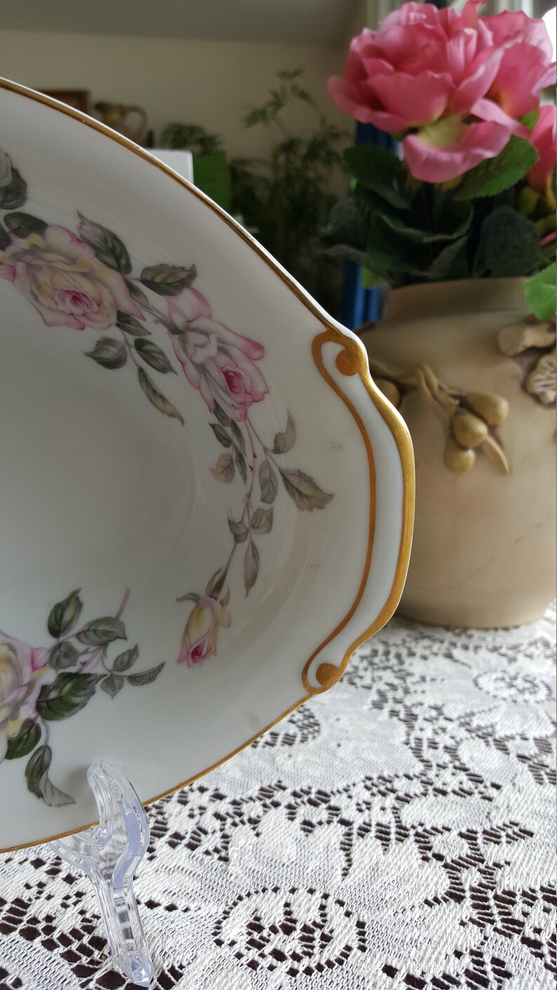Kyoto Rosehill Oval Vegetable Bowl Fine China Victorian Pink Roses