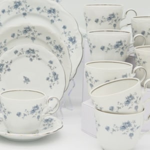 Johann Haviland Blue Garland china set for 8 Bavarian vintage plates teacup and saucer wedding gift housewarming gift anniversary gift
