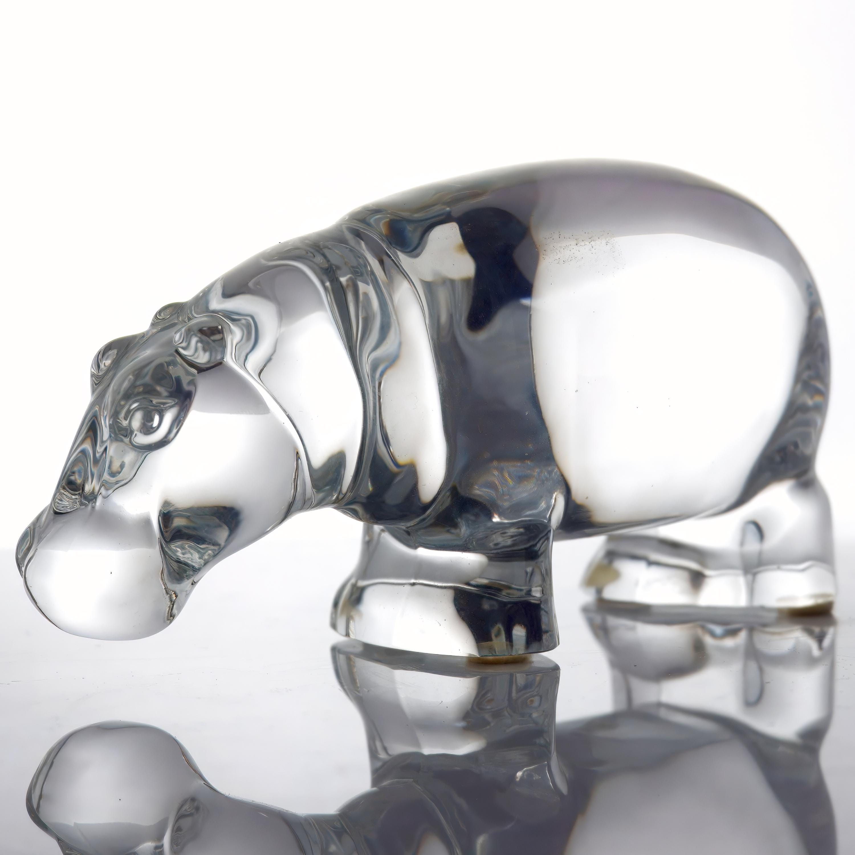 Baccarat Crystal Hippopotamus Paperweight (6