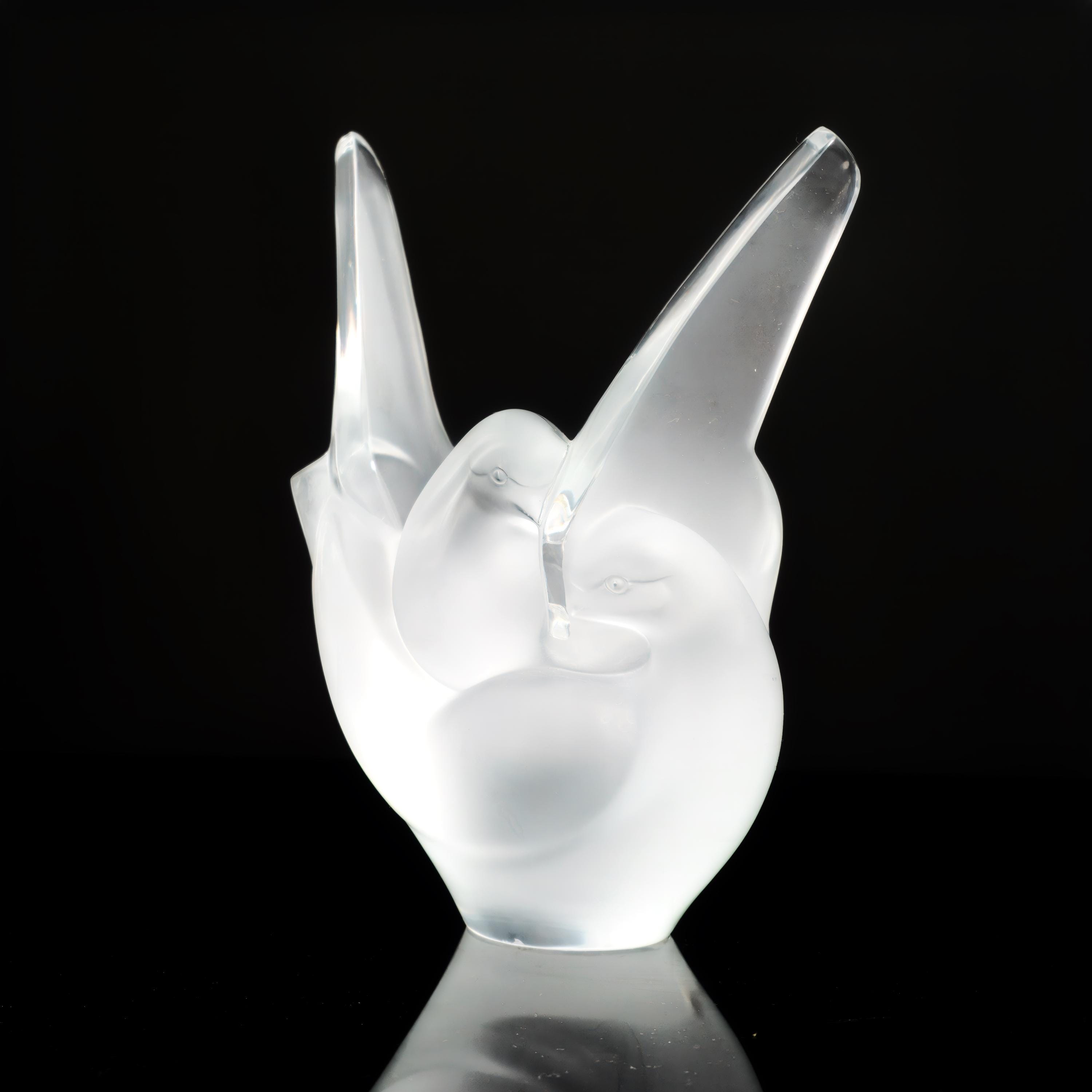 ラリック シルヴィー LALIQUE SYLVIE F LOWER VASE花瓶 Lalique Sylvie Vase With Flower Frog Bird Vase Vintage Crystal