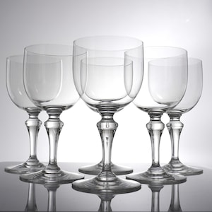 Zestaw sześciu kieliszków do wody Baccarat Normandie 6,5&quot; (6 szt.) Vintage French Glassware Kieliszki do wina z połowy XX wieku Kryształowe kieliszki Stare pieniądze