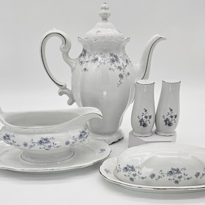 Johann Haviland Blue Garland Completer Set, Bavaria Backstamp, Vintage Fine China Serveerset, Floral Elegance Thanksgiving China Set
