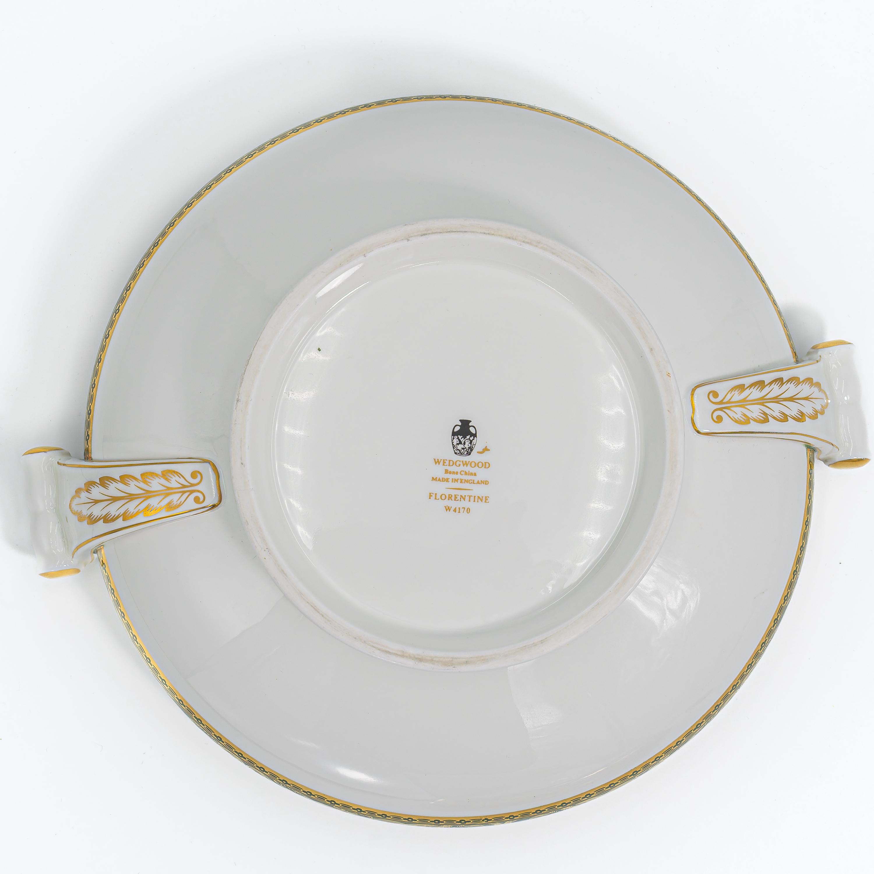 Wedgwood Florentine Green & 22kt Gold Covered Vegetable Dish