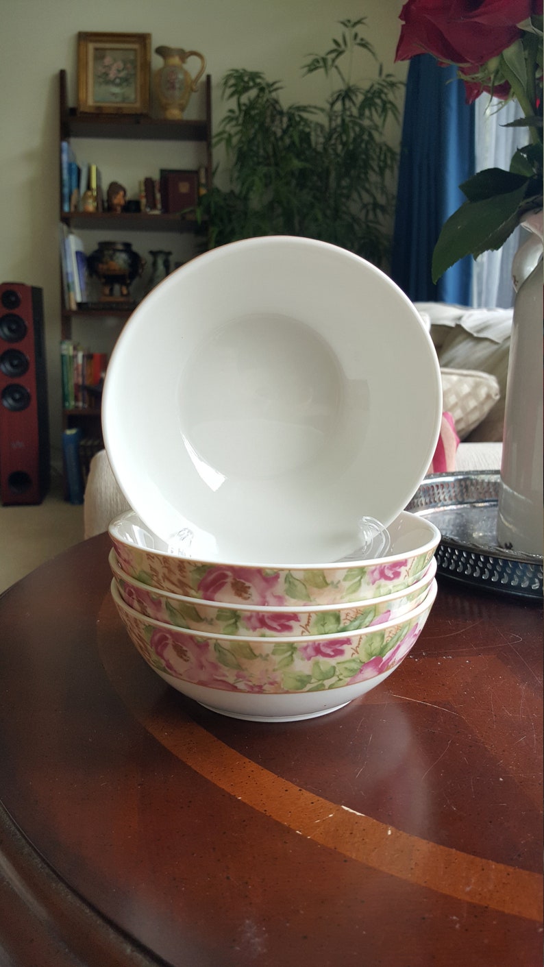 Luxury Gift China Set for 4 Royal Doulton Cereal Bowl Poetic Rose Pattern Vintage China Set Victorian China Wedding China Classy Tea China