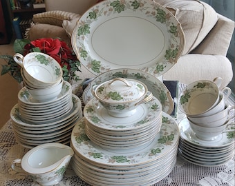 Juego para 8 Noritake Daphne de 53 piezas / Juego de vajilla completo de 6 piezas / Juego de anfitriona / Regalo de bodas Vajilla Estate, Acción de Gracias