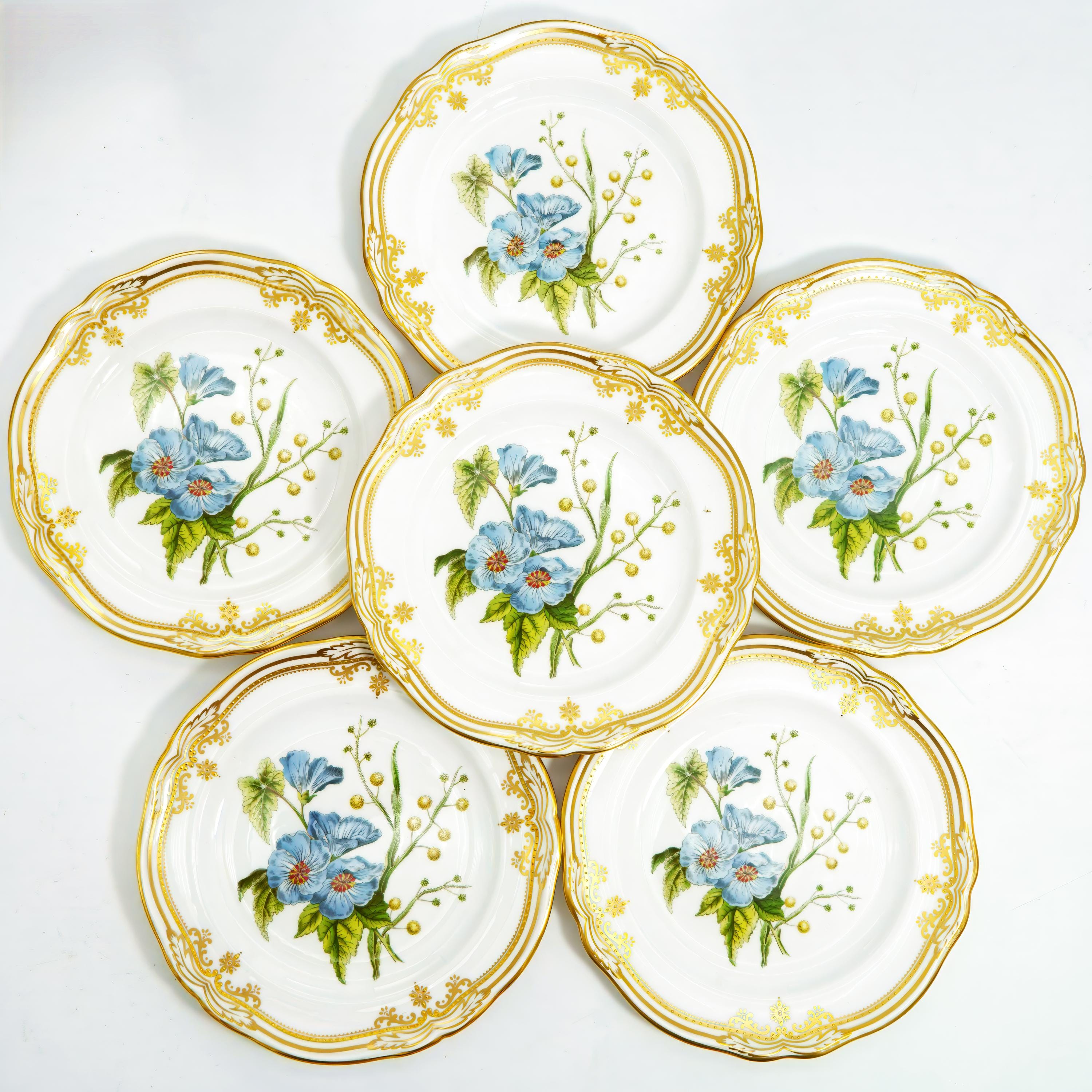 Spode Stafford Flowers Salad & Dessert Plate Set of 6 Gold