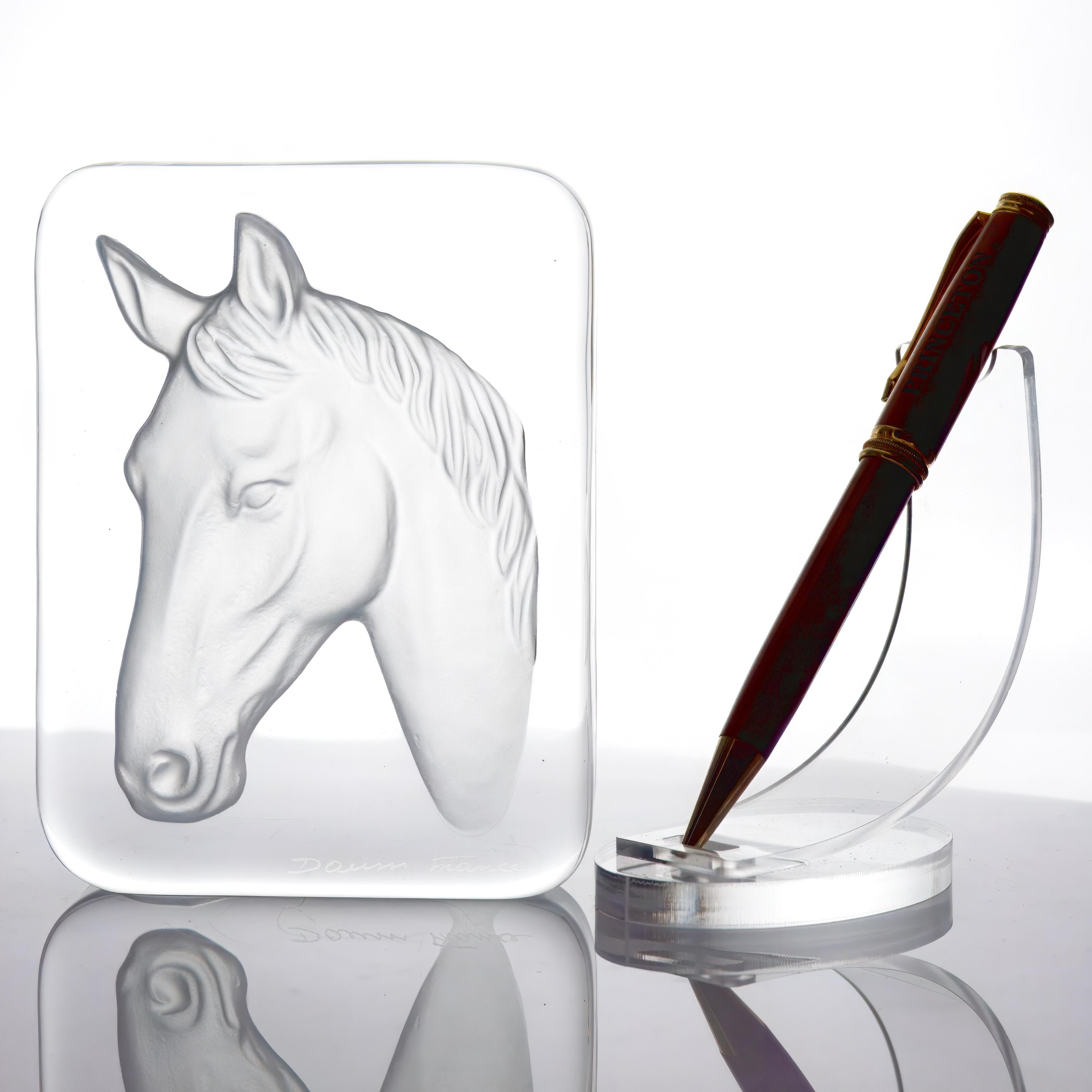 Tête De Cheval En Cristal Daum – Sculpture Vintage, Très Bon état