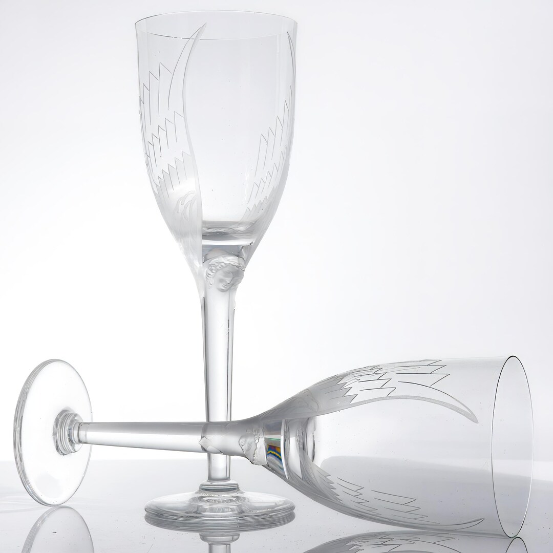 Flûtes à champagne Lalique Royal signé