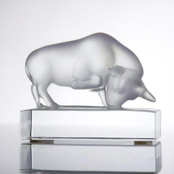 Lalique Crystal Bull Sculpture - French Art Glass Taurus