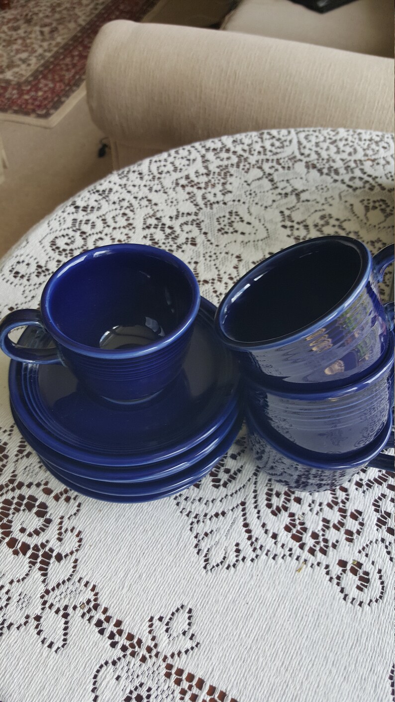 Fiestaware Cup and Saucer Glazed Ceramic Set 8 Piece Homer Etsy