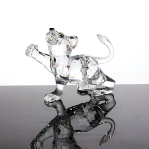 Swarovski Crystal Lion Cub Figurine | Tiny Crystal Animal Figurine Gift for Grandma Gift For Mom Gift for Cat Lover Small Glass Animal Gift