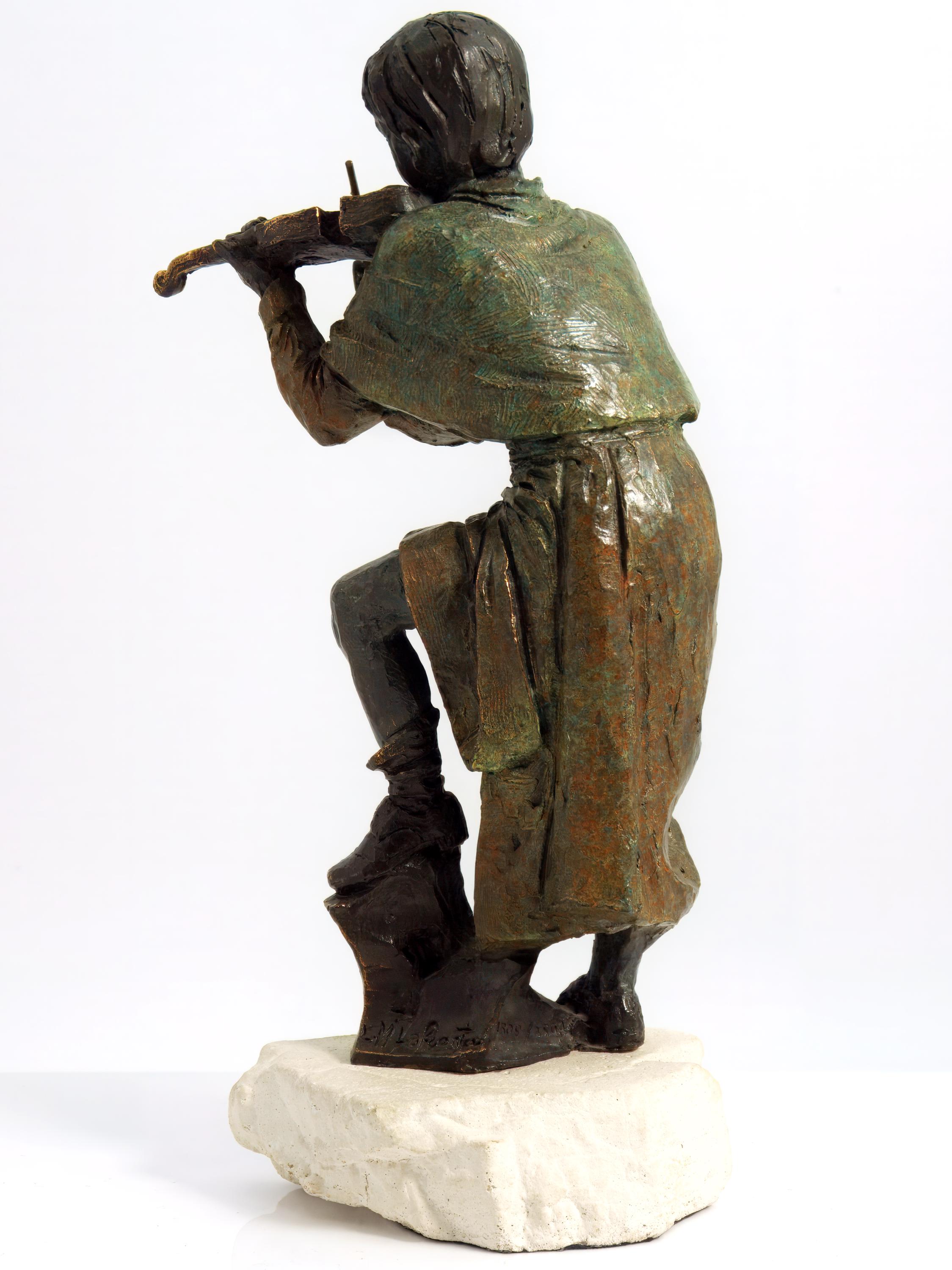 ヴァイオリン奏者 オブジェ｜ブロンズ｜Monetサイン｜クラシックインテリア