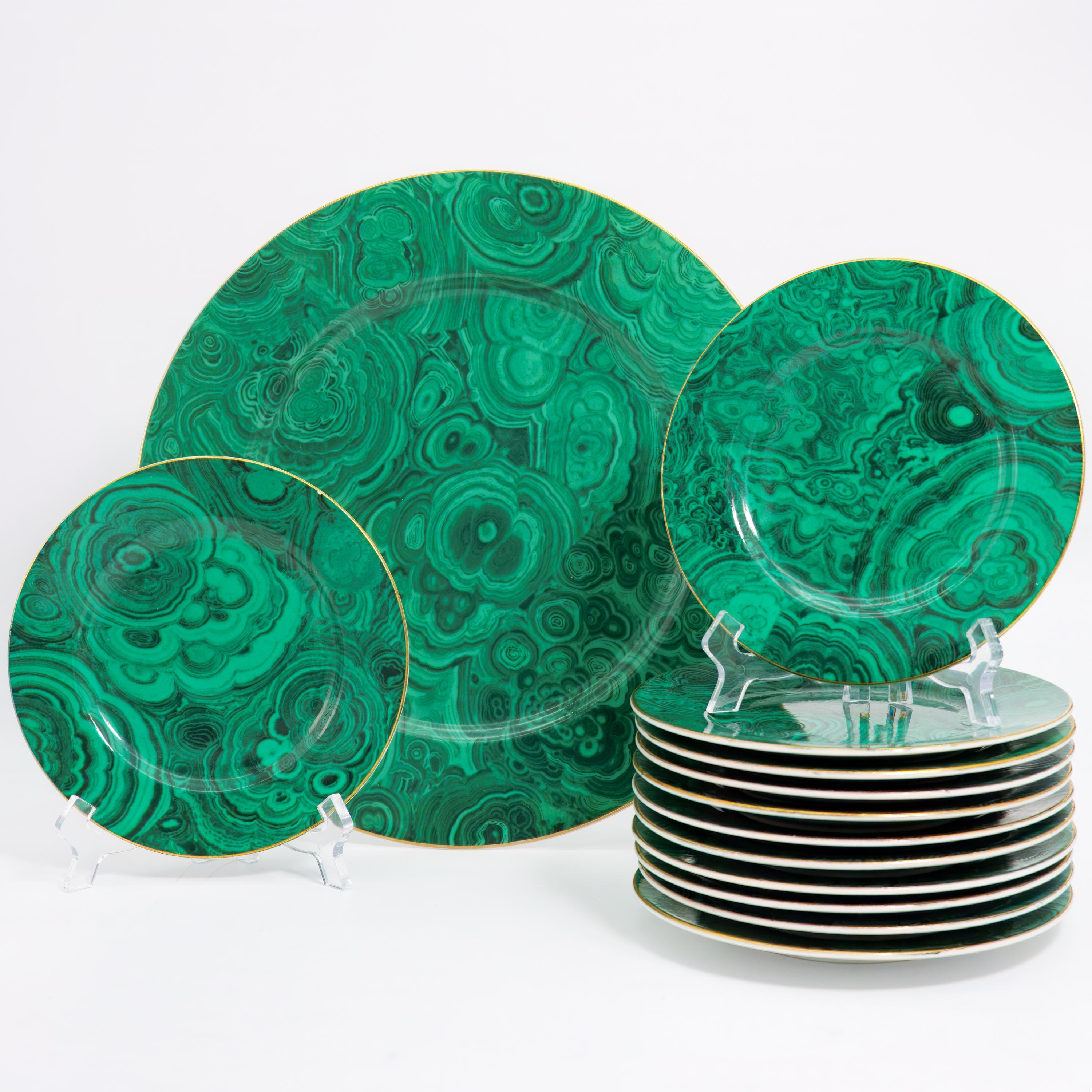 Complete Neiman Marcus Malachite Entertaining Set (13pc 