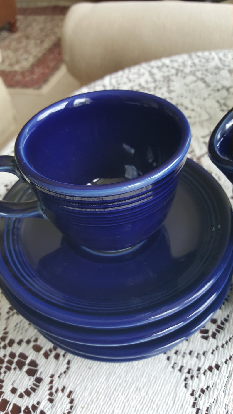 Fiestaware Cup and Saucer Glazed Ceramic Set 8 Piece Homer Etsy