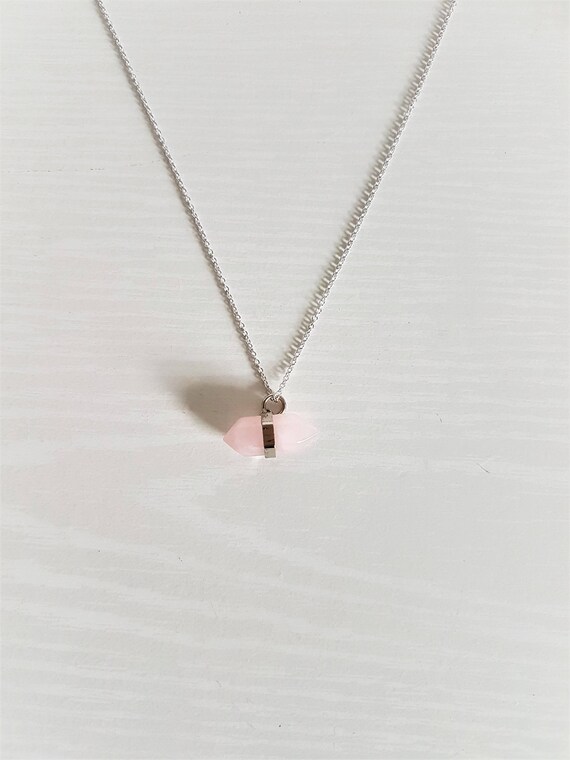 Rose Quartz Healing Crystal Necklace Pink Energy Stone - Chelsea Gold Pendant Necklace In Rose Quartz