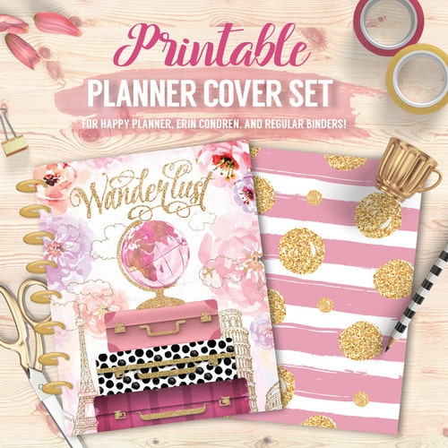 Printable Planner Cover Set Erin Condren Planner Binder Etsy