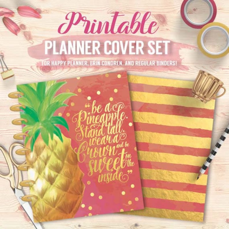 Printable Planner/Binder Cover Set Pineapple Etsy