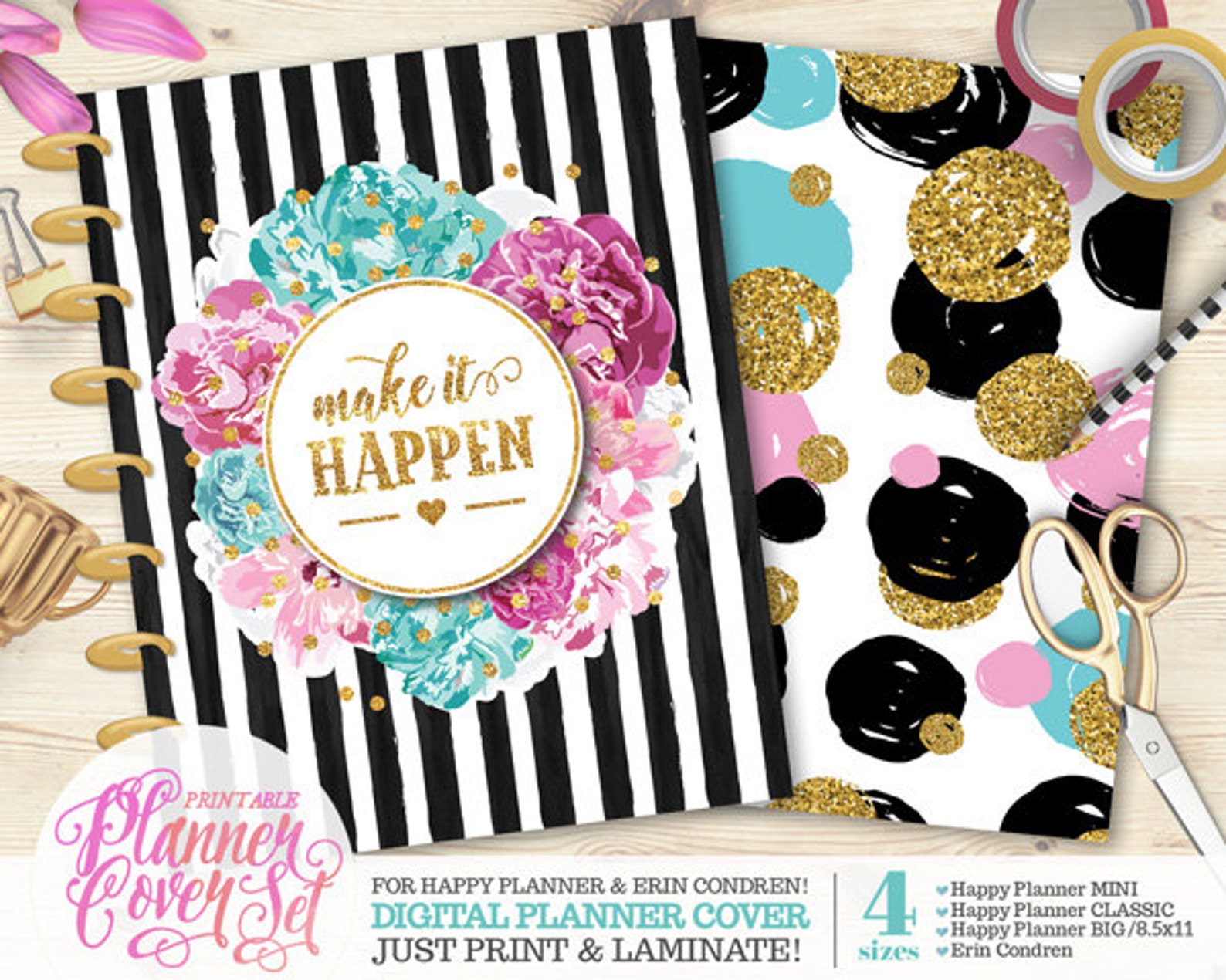 Printable Planner/Binder Cover SET Make It Etsy