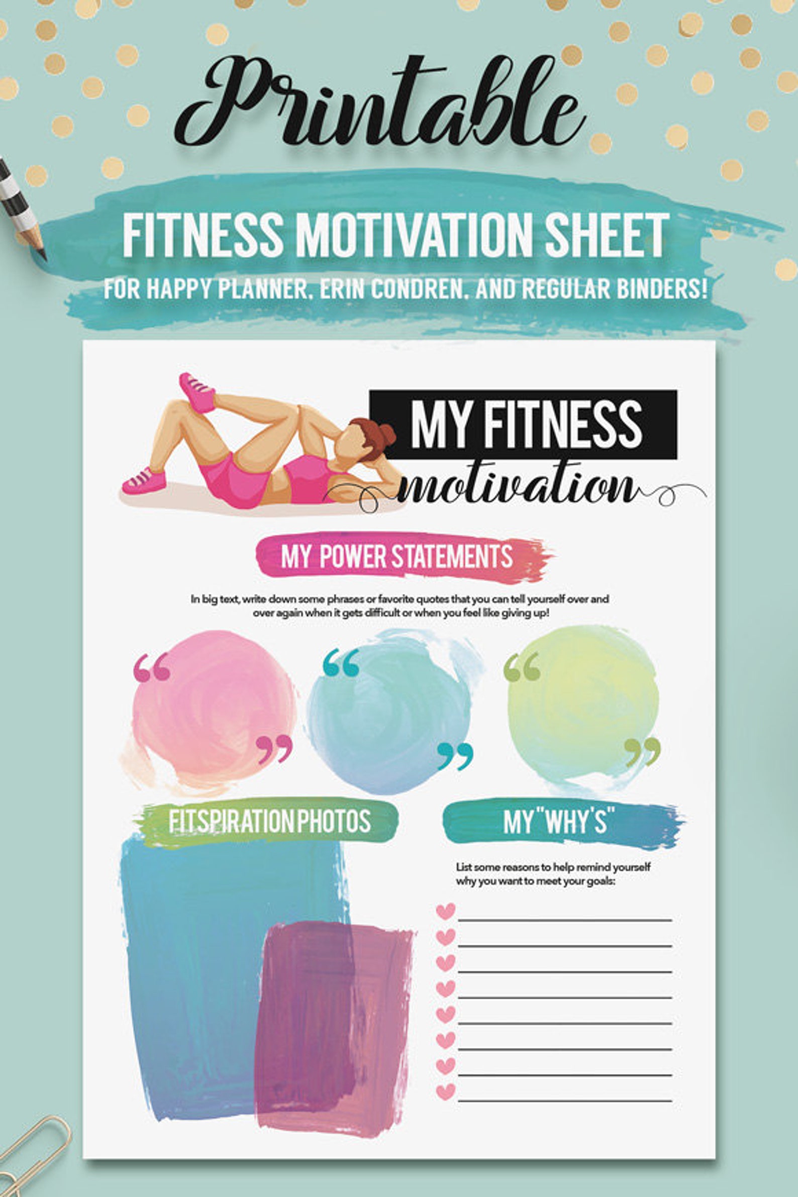 Printable Fitness Motivation and Inspiration Sheet For U.S. | Etsy
