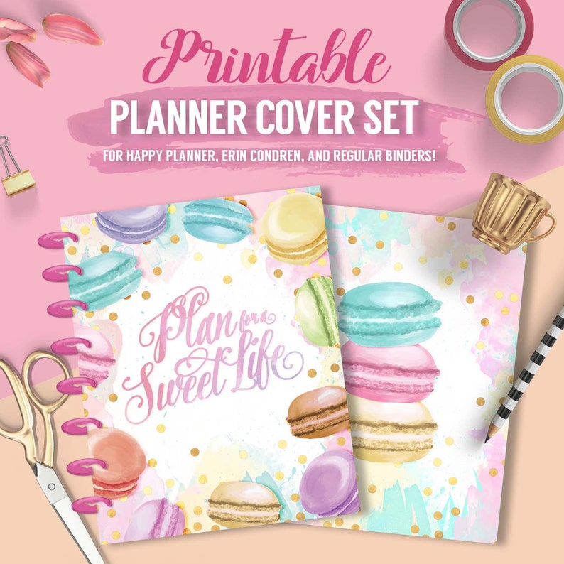 Printable Planner/Binder Cover Set Macarons For Happy Etsy