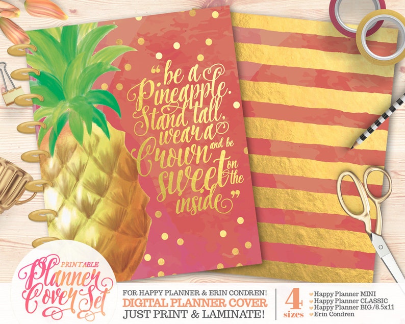 Printable Planner/Binder Cover Set Pineapple Etsy