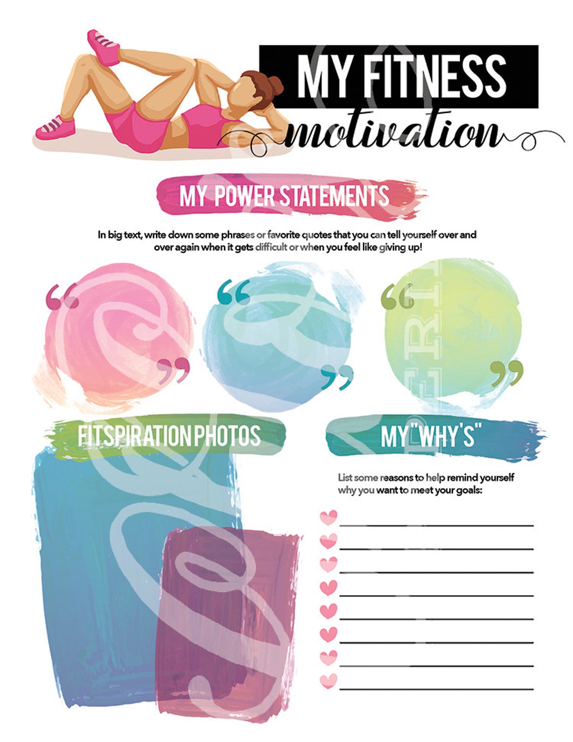 Printable Fitness Motivation and Inspiration Sheet For U.S. | Etsy