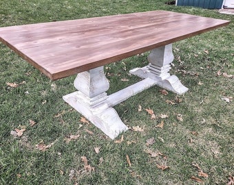 Big Farmhouse Table, Pedestal Table, Custom Wood Table, Rustic Farmhouse Table, Kitchen Table, Barn Table, Modern Farmhouse Table