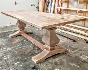 Large Farmhouse Table, Pedestal Table, Custom Wood Table, Rustic Farmhouse Table, Kitchen Table, Barn Table, Modern Farmhouse Table