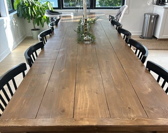 Grande table de ferme, longue table de ferme, grande table de salle à manger, table de cuisine, table à manger rustique, 12 pieds