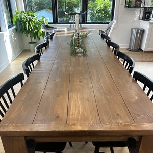 Large Farmhouse Table, Long Farmhouse Table, Big Dine Table, Kitchen Table, Rustic Dining Table, 12-Foot