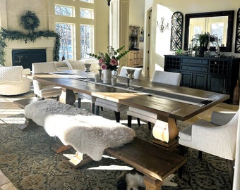 Large Pedestal Farmhouse Table, Pedestal Dine Table, Custom Wood Table, Rustic, Kitchen Table, Barn Table, Modern Farmhouse Table