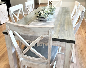 Rustic Farmhouse Dining Table, Dining Room Set, Beach Table