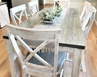 Table à manger de ferme rustique, ensemble de salle à manger, ensemble de salle à manger, table à hauteur de comptoir, table en bois