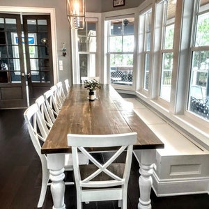 Large Farmhouse Table, Long Farmhouse Table, Big Dine Table, Kitchen Table, Rustic Dining Table, 12-Foot, Farmhouse Table, Chunky Leg Table