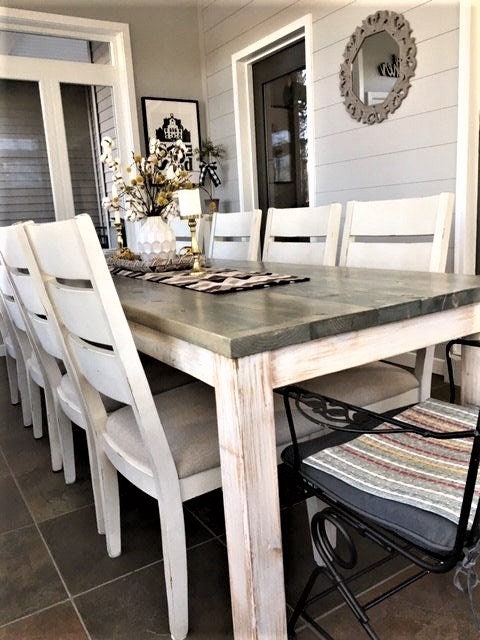 White rustic kitchen table best sale