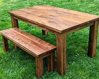 Mesa de comedor, mesa de granja, mesa de granja grande de madera dura, mesa de comedor de nogal, mesa de madera dura, mesa de nogal, mesa de nogal macizo