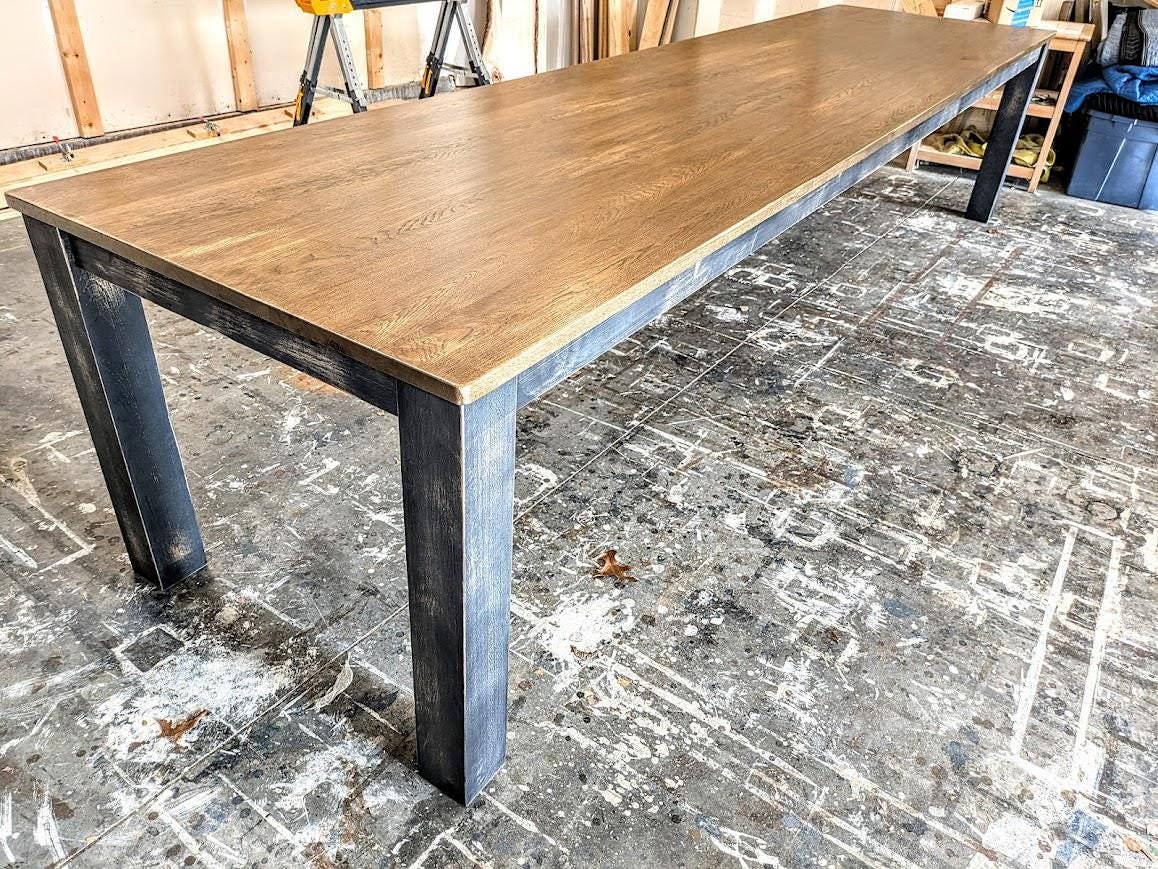 Dining Table, Solid Oak Table, Large Oak Parsons Table, Large