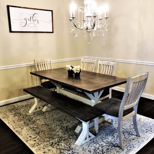 Farmhouse Table, dine table set, Trestle Table, Rustic Table, Custom Table