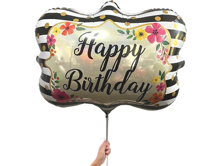 HAPPY BIRTHDAY FLORAL balloon, Floral Frame Happy birthday Balloon 30"