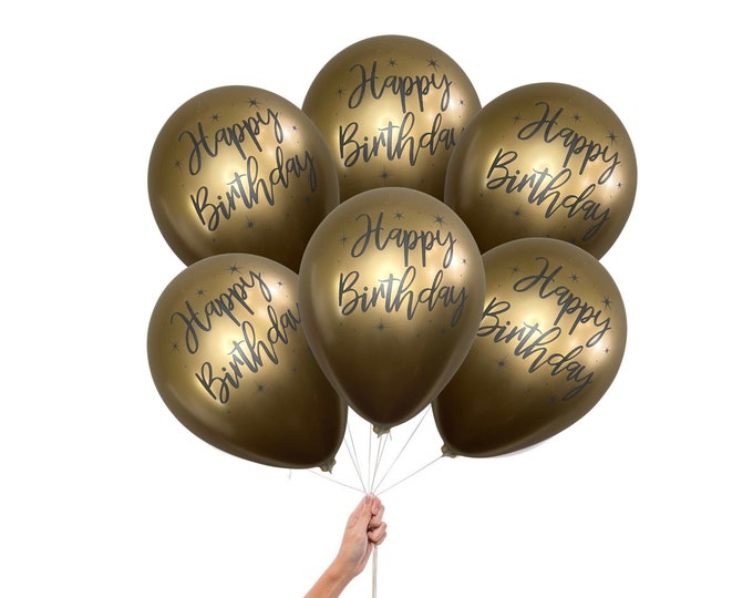 GOLD CHROME BIRTHDAY, Gold birthday party balloon Pk of 6, Gold Birthday Party Supply, Gold birthday Decoration