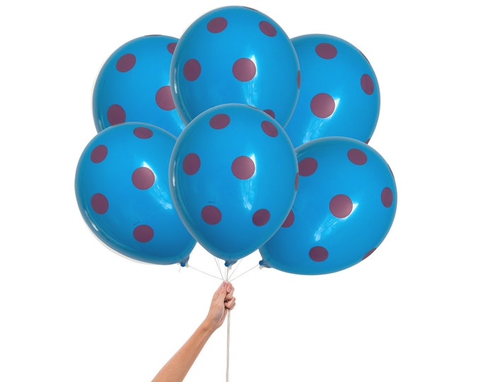 BLUE PURPLE POLKADOTS Balloon, polka dot - Blue and Purple balloon, Blue and Purple decoration, Blue and Purple Birthday, birthday dec