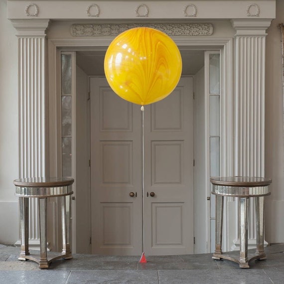 YELLOW MARBLE BALLOONS, Yellow Orange Marble balloons 30”Pk of 2, round balloon, Huge balloons, Baby Shower, Yellow birthday decor Il_570xn