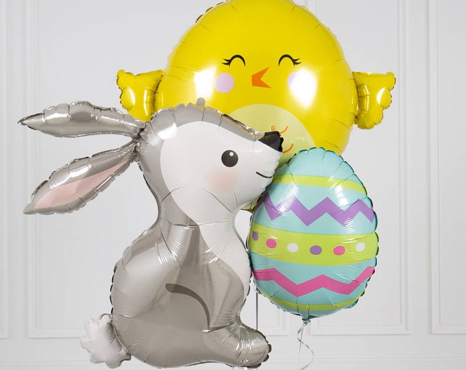 EASTER CHICK BUNNY balloon, Easter Chick And Bunny Balloon Bunch, Easter decoration