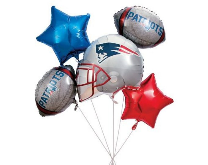 PATRIOTS BALLOON BOUQUET, Patriots bouquet pk of 5, New England football, Super Bowl party balloon