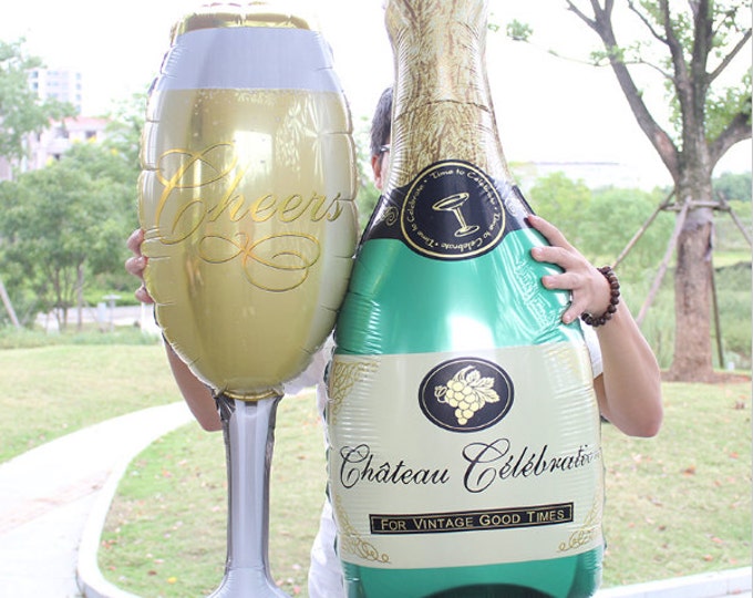CHAMPAGNE BOTTLE BALLOON, engagement decoration, new years decoration, wedding decoration, champagne glass balloon, photo prop, photoshoo