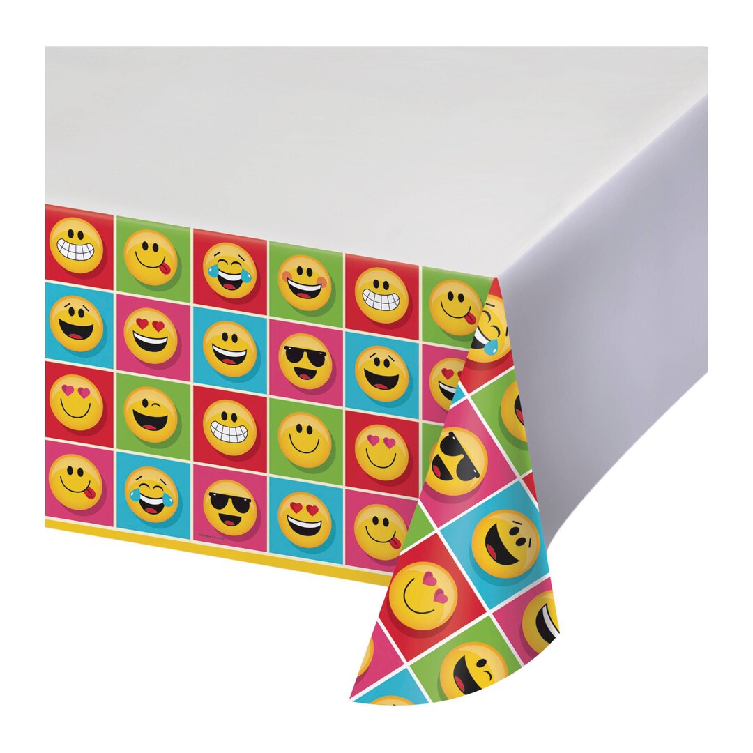 EMOJI TABLE COVER Emoji Decoration Emojions Birthday Party Etsy