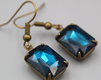 Crystal Earrings Swarovski Crystal Drop and Dangle Earrings Jewelry Victorian Jewelry Teal Crystal Women Jewelry