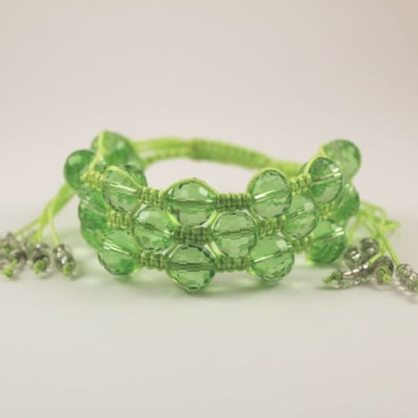 Shamballa Inspired Bracelet Macrame Bracelet Green Bracelet Women Bracelet Handmade Jewelry Beaded Bracelet