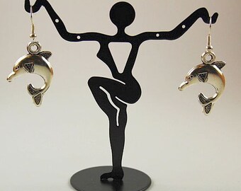 Dolphin Earrings Silver Plated Earrings Ocean Jewelry Porpoise Earrings Drop Earrings Dangle Earrings Animal Earrings