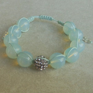 Shamballa Inspired Bracelet Gemstone Braselet Rhinestone and Gemstone Bracelet Moonstone Bracelet